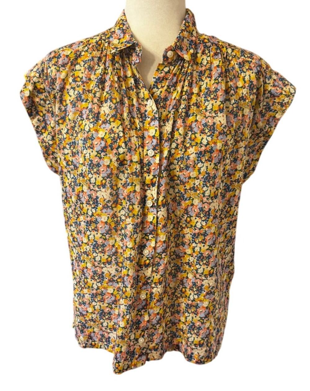 Birds of Paradis by Trovata Floral Cotton Blouse Boho Cottagecore Size Small